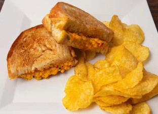 Grilled Cracklin’ Pimento Cheese Dipwich on Sourdough