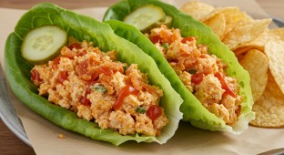 Hot “Fried” Chicken Salad Dipwich Lettuce Wrap
