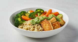 Pesto Cilantro Tofu with Quinoa