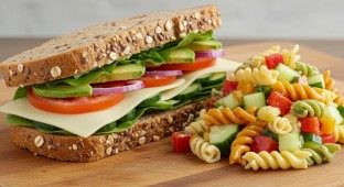 Veggie Sandwich with Pasta Salad