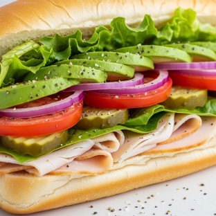 Regular Turkey and Avocado Sub on White Bread (No Pepperoncinis)