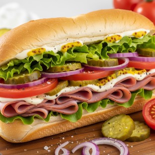Regular Ham and Swiss Sub on White Bread (No Pepperoncinis)