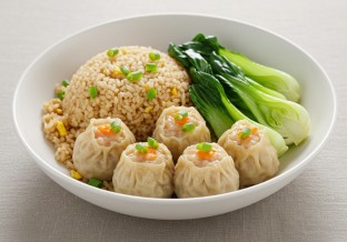 Har Gow with Fried Rice and Bok Choy