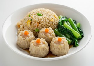 Har Gow with Fried Rice and Gai Lan
