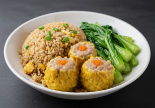 Sui Mai with Fried Rice and Gai Lan
