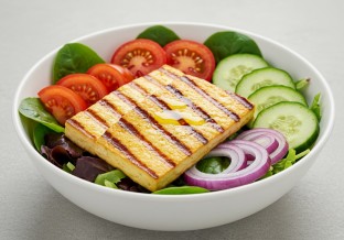 Grilled Tofu (Olive Oil Only) Salad, Tomatoes, Cucumber, Onion (no dressing)
