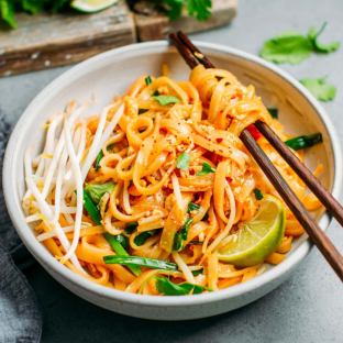 Vegetarian Pad Thai Noodles (No Fish Sauce, No Peanuts
