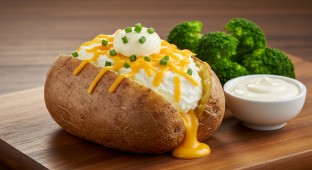 The Basic B-tate Spud with Steamed Broccoli