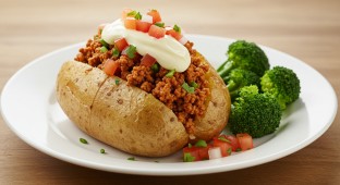 Vegan Senorita Spud with Steamed Broccoli