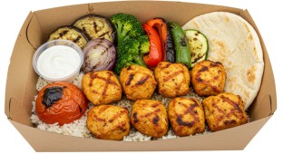 Chicken Breast Kabob Platter with Pita Bread