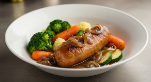 Vegan Italian Sausage with Onion Jus