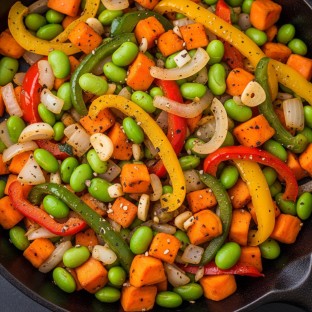 Sweet Potato Edamame Hash