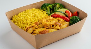 Dairy-Free Turmeric Chicken with Golden Rice and Roasted Vegetables