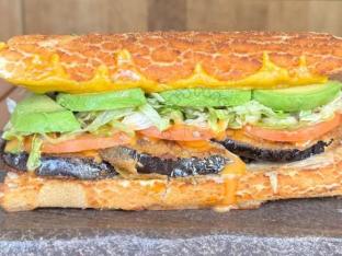 Peg Bundy Sandwich on Dutch Crunch With Fruit Salad