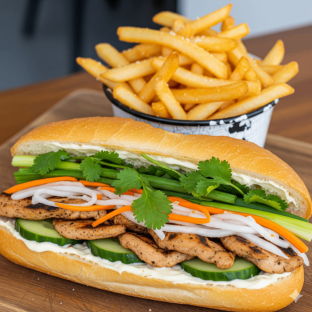 (No Jalapeno) Chicken Banh Mi Meal with Fries [Large]