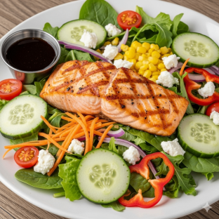Grilled Salmon Mixed Green Entree Salad Box