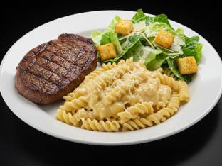 Steak Alfredo and Caesar Salad