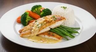 Pan Seared Red Snapper with Garlic Sauce