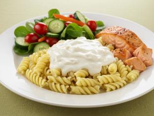 Salmon Alfredo and Garden Salad