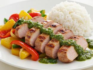 Grilled Lemongrass Pork Sirloin with Thai Basil Sauce