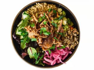 Pork Shoulder Mixed Bowl with Avocado and Smoky Chipotle Sauce