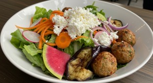 Marinated Eggplant Salad with Chicken Meatball