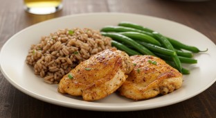 Cajun Boneless Chicken Thighs With Dirty Rice and String Beans