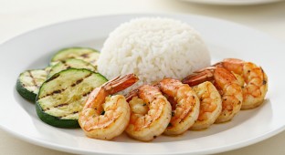 Grilled Shrimp With Jasmine Rice, and Grilled Zucchini