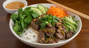 Lemongrass Beef Bun Bowl With Nuoc Cham