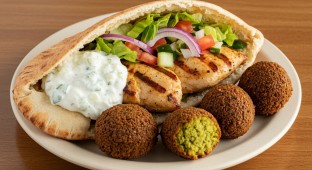 Grilled Chicken Gyro Sandwich with Falafel