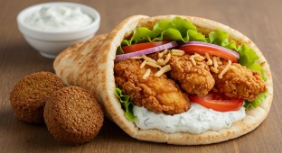 Fried Chicken Gyro Sandwich with Falafel
