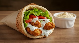 Fried Chicken Gyro Sandwich with Hummus