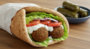 Falafel Sandwich with Vegetarian Dolmas