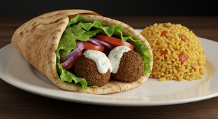 Falafel Sandwich with Rice Pilaf