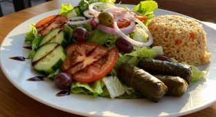 Greek Salad with Rice Pilaf