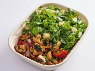 Mushroom Saltado with Caesar Salad