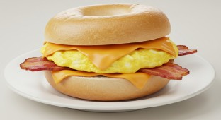 Egg Sandwich with Bacon on a Plain Bagel