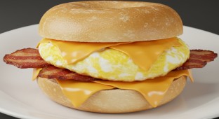 Egg Sandwich with Turkey Bacon on a Plain Bagel