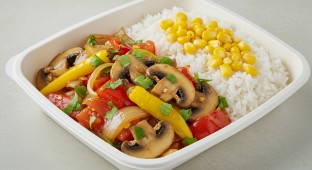 Mushroom Saltado with Rice
