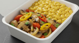 Mushroom Saltado with Yellow Chili Beans