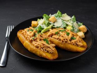 Flaka Rellenos with Caesar Salad