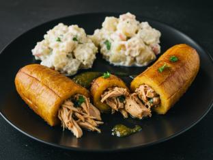 Flaka Rellenos with Papi's Potato Salad