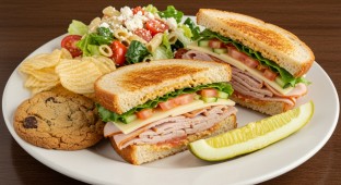 Smoked Turkey Sandwich with Greek Pasta Salad