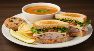 Smoked Turkey Sandwich with Tomato Basil Soup