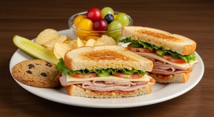 Smoked Turkey Sandwich with a Fruit Cup