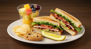 Avocado BLT Sandwich with a Fruit Cup