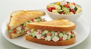 Chicken Salad Sandwich with Greek Pasta Salad