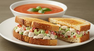 Chicken Salad Sandwich with Tomato Basil Soup