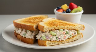 Chicken Salad Sandwich with a Fruit Cup