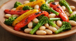 Broccoli Rabe, Roasted Peppers and White beans
